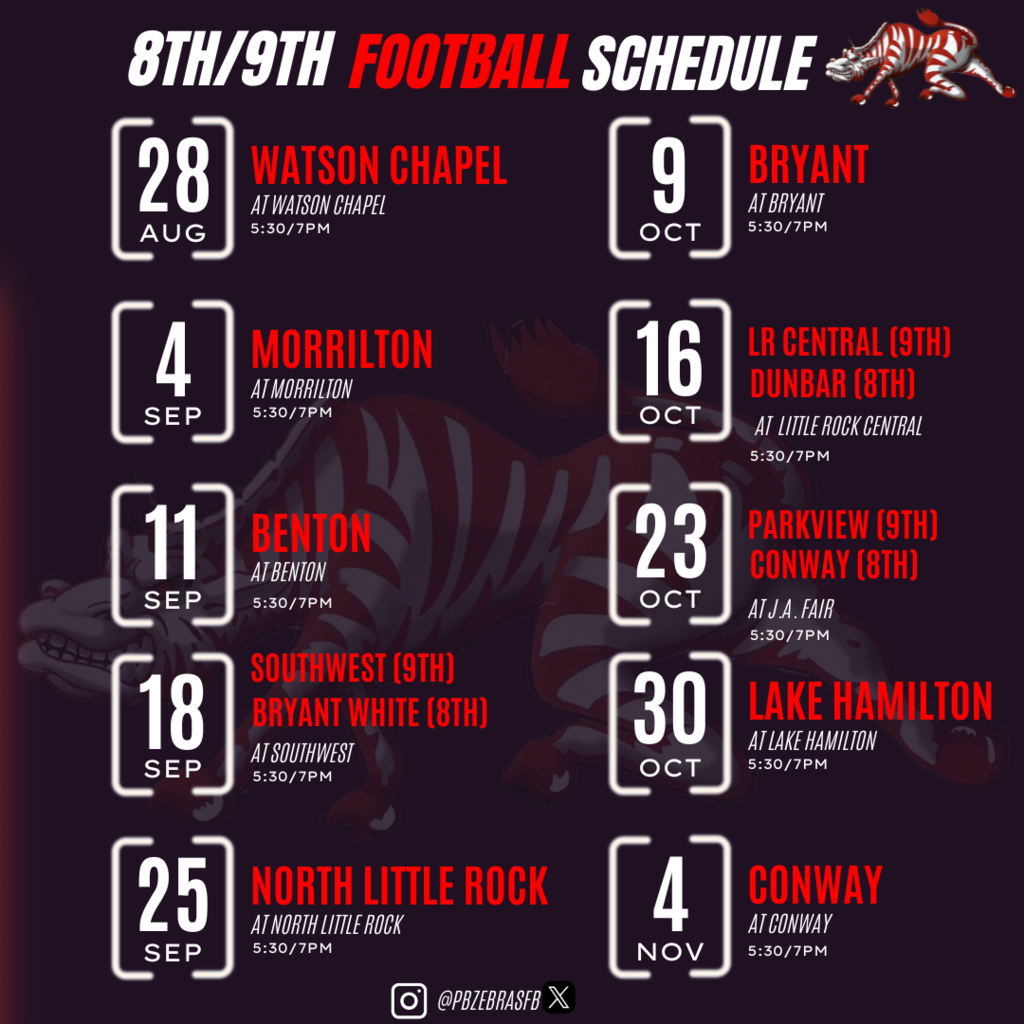 8th and 9th grade football schedule
