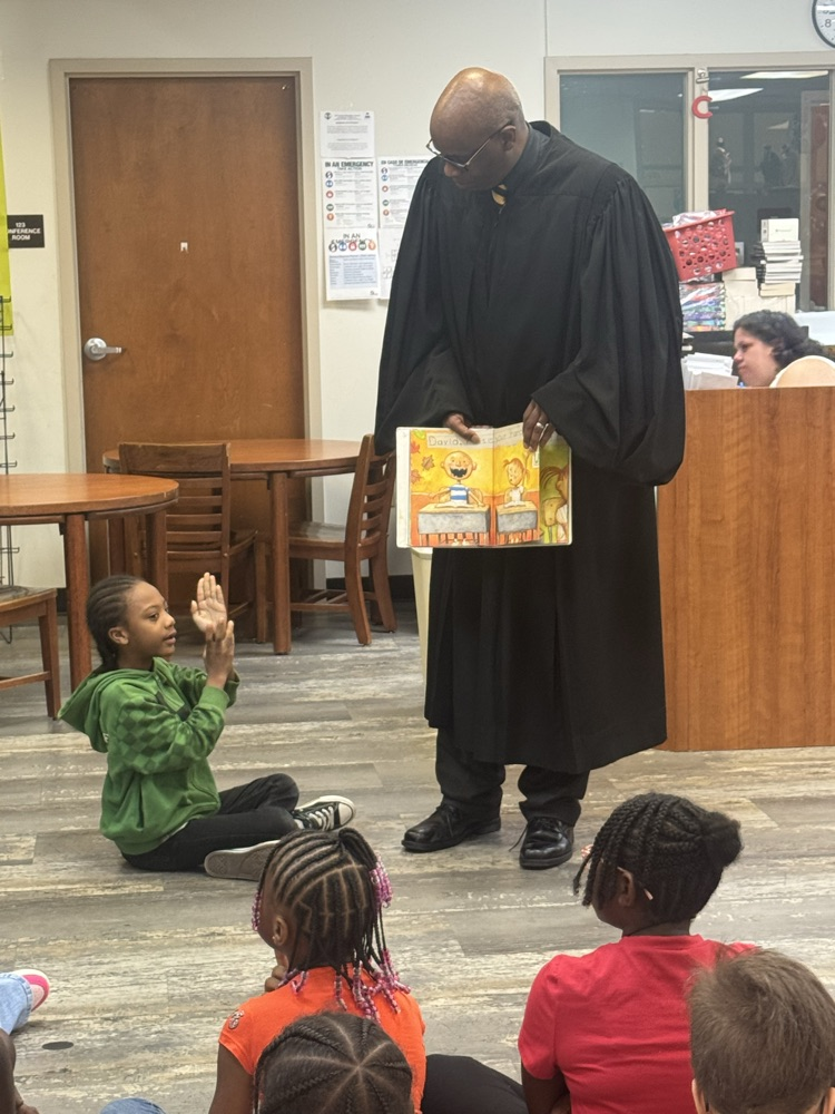 Student engaging with Judge Brown.