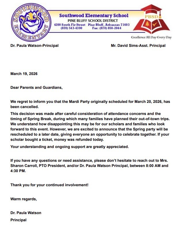 Mardi Party canceled