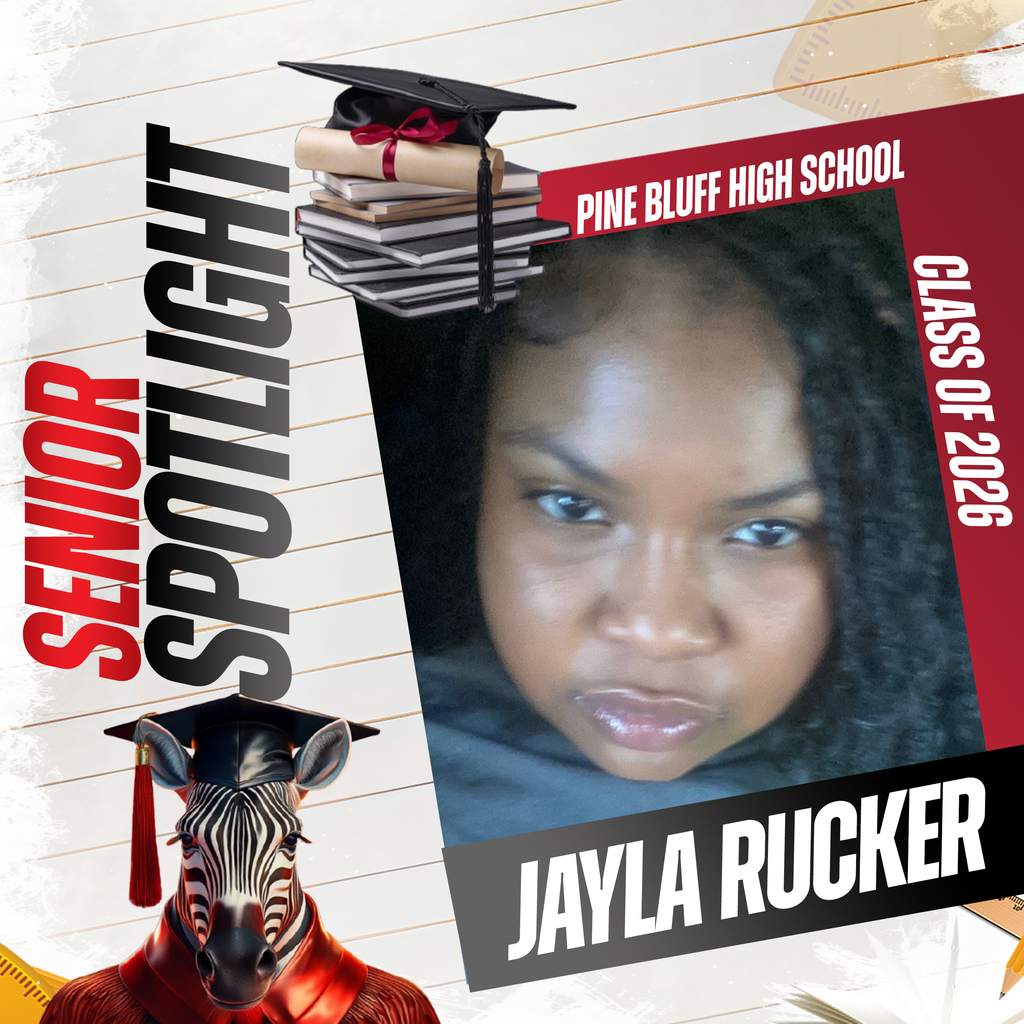 Poster with a photo of Jayla Rucker. She wears a graduation cap. Text reads "SENIOR SPOTLIGHT".