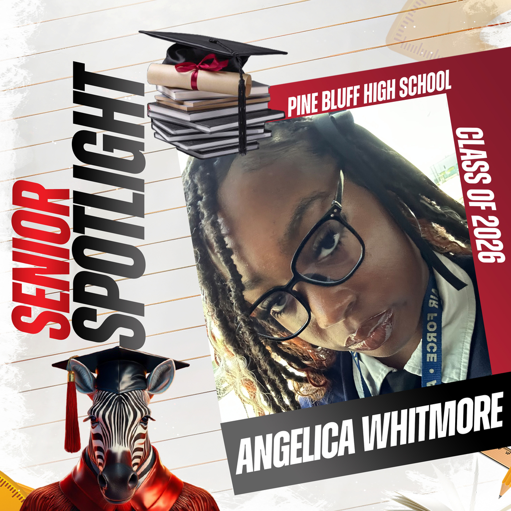 A school announcement displays an image of a female student in a cap and glasses with a zebra mascot.