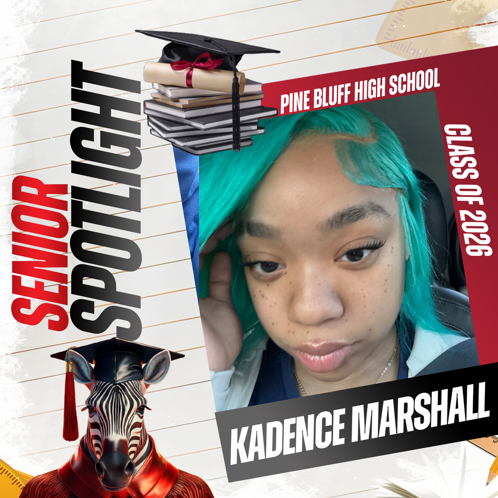 A red backdrop features a student's photo and the text "Pine Bluff High School" and "Class of 2020."
