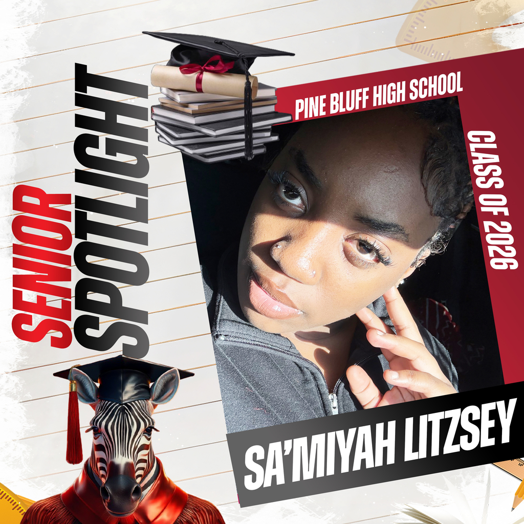 A poster features a senior spotlight with a photo of a student, name, and school details.