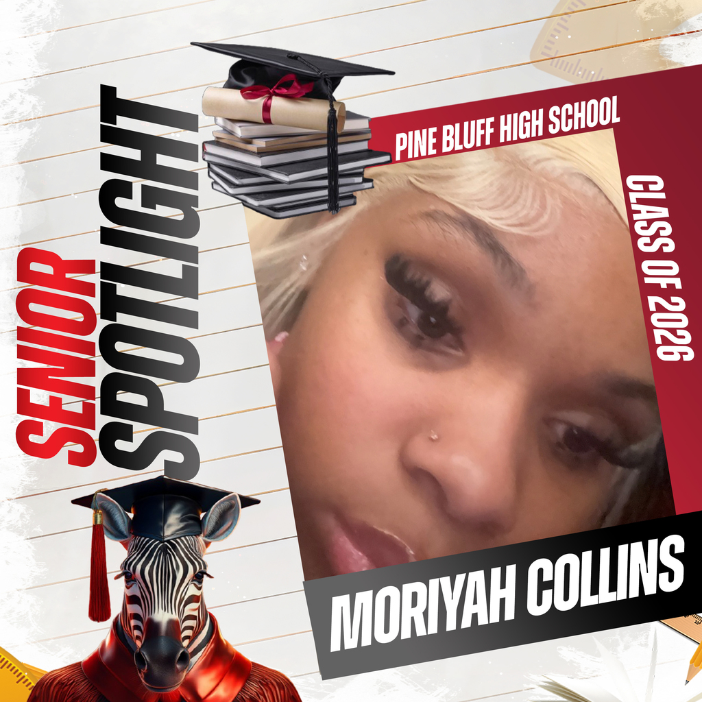 A collage with a woman and a zebra head. Text reads "SENIOR SPOTLIGHT" and "MORIYAH COLLINS."