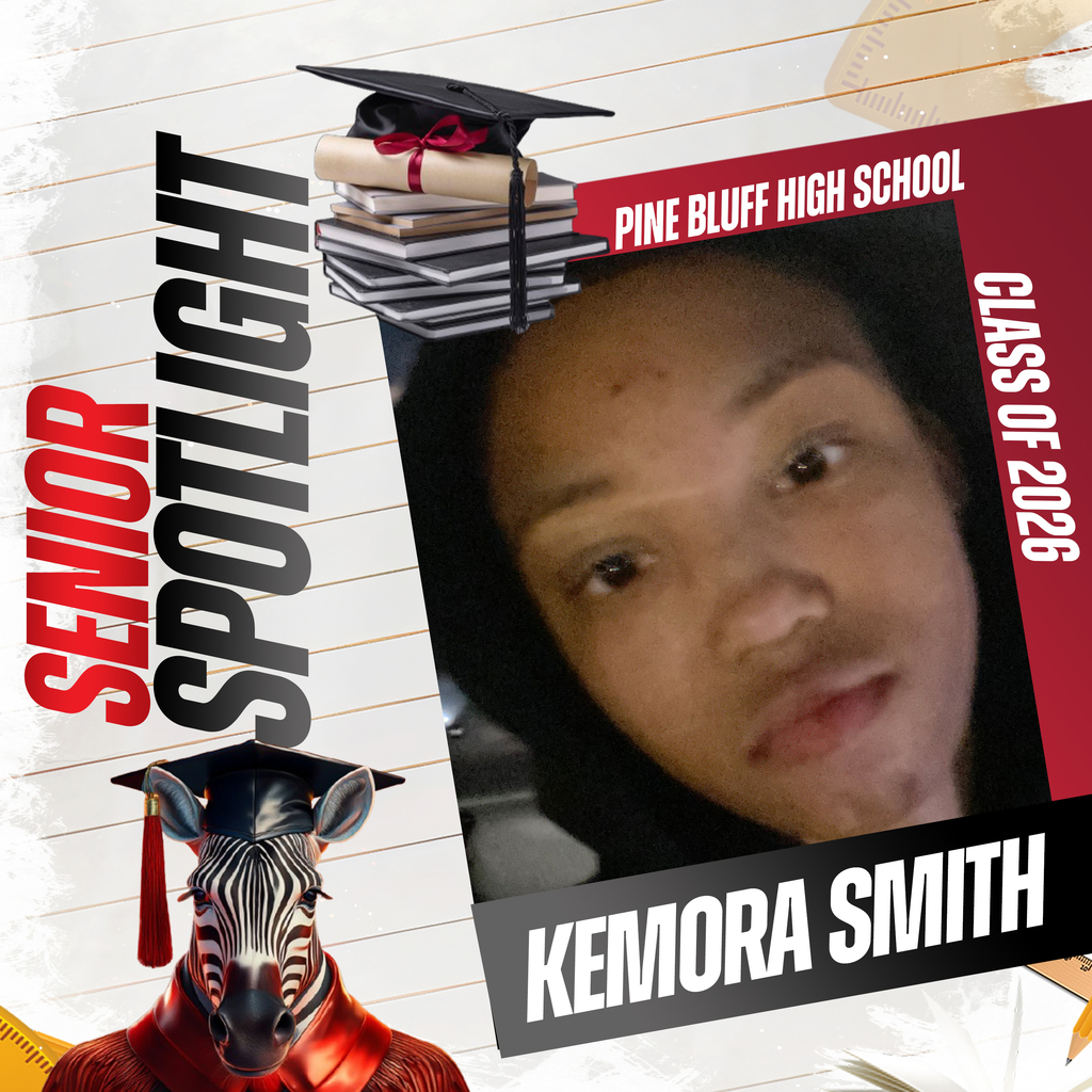 A poster shows a man with a graduation cap and gown. "Senior Spotlight" is written on the left.