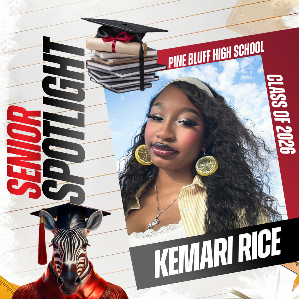 A graduation announcement shows Kemari Rice with a graduation cap, a tassel, and books. The background includes a zebra in a graduation gown.