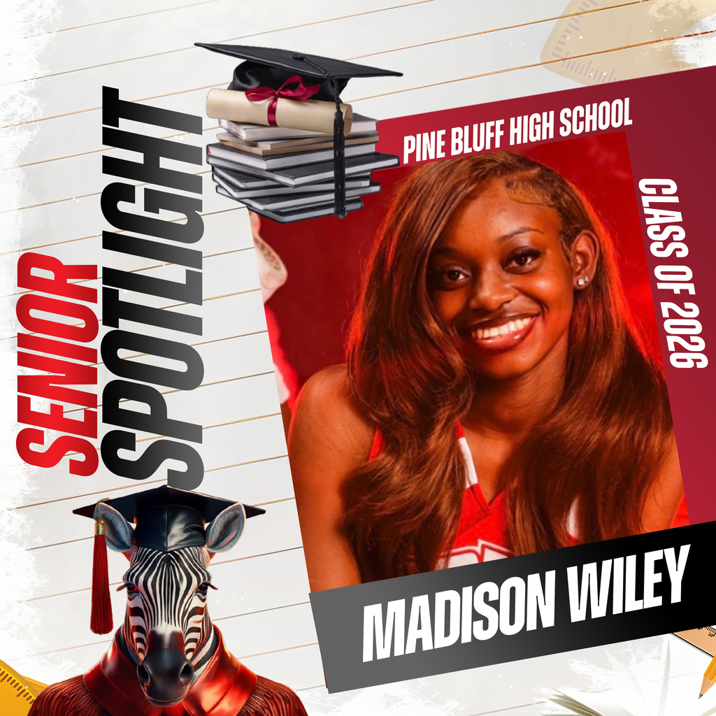 A poster features a smiling young woman, text "Madison Wiley" and "Class of 2026". Background includes a graduation cap, books, and a zebra.
