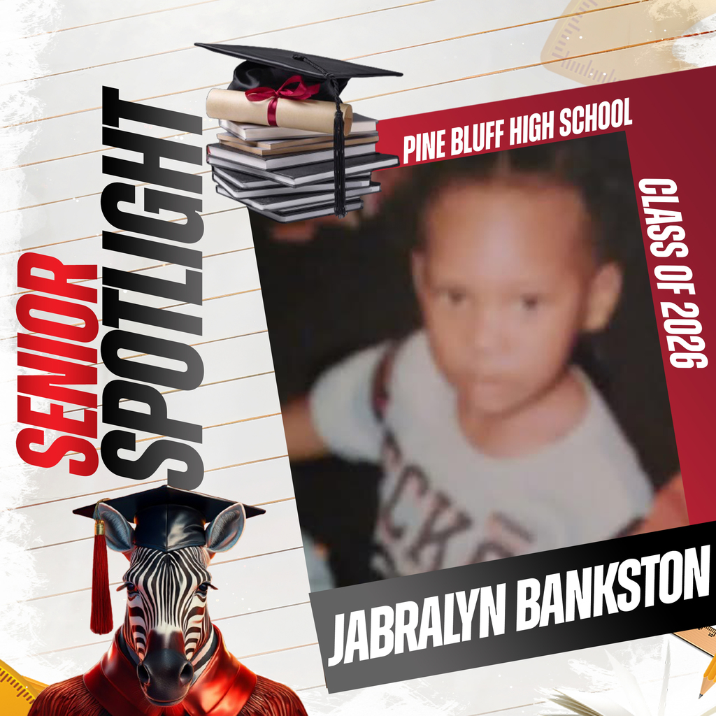 A poster with a student's picture, graduation cap, and a zebra wearing a graduation hat. It reads "Senior Spotlight" and "Class of 2026."
