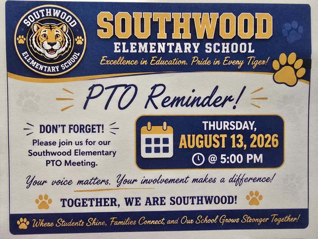 PTO meeting, 8-13-2026 at 5:00 pm