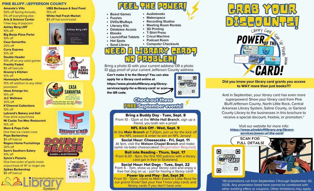 library card discounts, 1