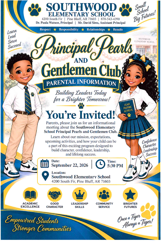 Principal's Pearls and Gentlemen's Club informational meeting, 9-22-26