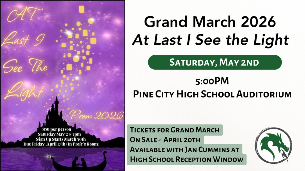 Promo graphic for Grand March information