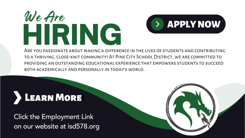 Graphic to promote current employment opportunities to be found on the school district website.