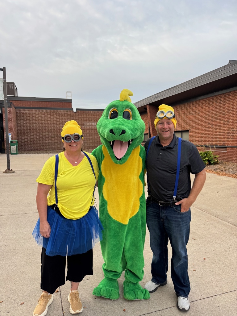 Elementary Principal & Dean of Students celebrate Minion Day for Homecoming 2025