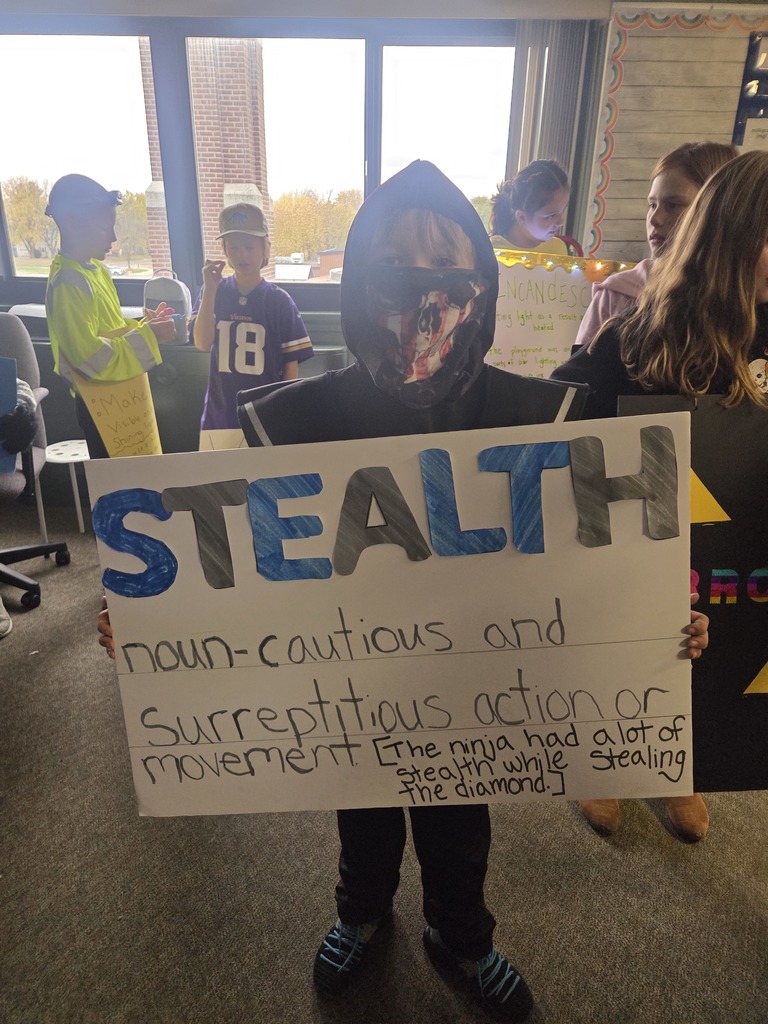 Ninja sign with vocabulary word sign for stealth