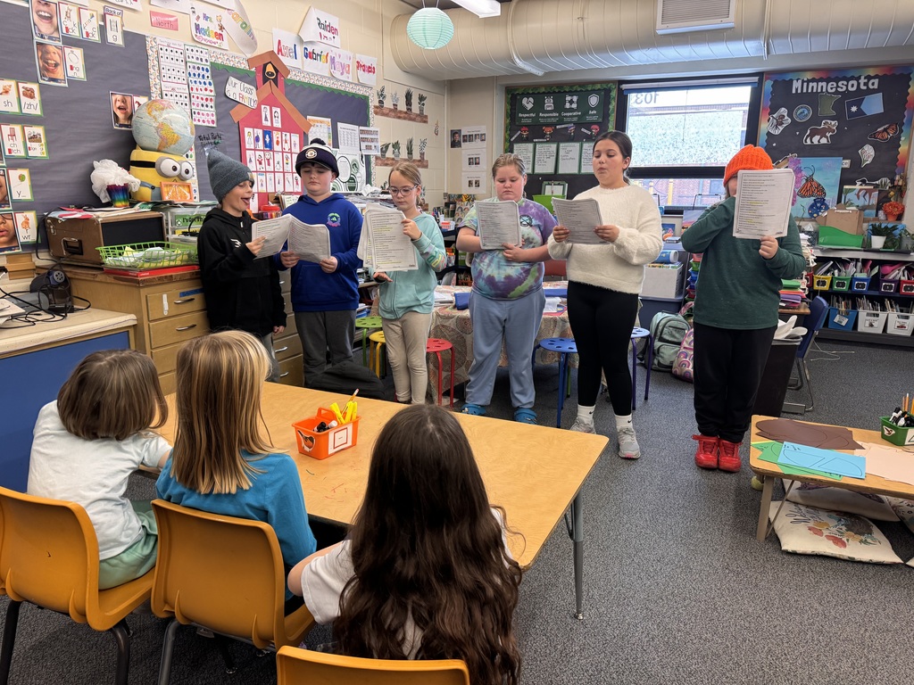 4th grade students perform a readers theater activity at Pine City Elementary