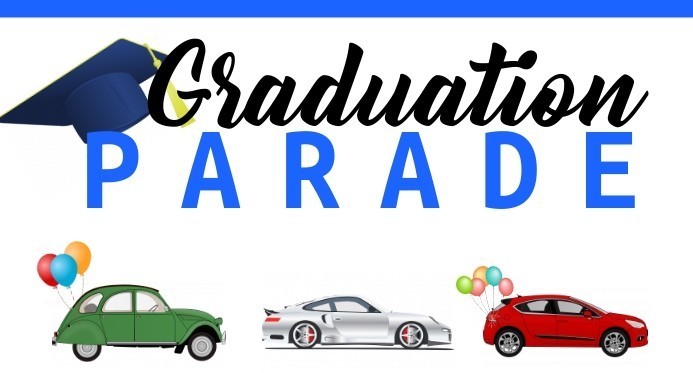 graduation parade sign with cars
