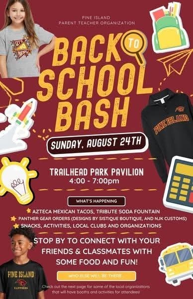 Flyer with back to school bash details.