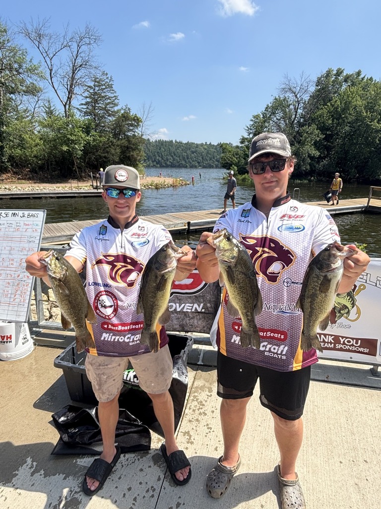 Congratulations to Caiden Gansen and Noah Prose for qualifying for the 2025 Jr BASS Nation, high school bass fishing state tournament.  They competed in conference tournaments during the summer and are the first team in Pine Island school history to qualify for the high school bass fishing state tournament.  Caiden and Noah leave tomorrow (Thursday) and will compete against the top high school fishing teams from the state of Minnesota this Saturday and Sunday in Alexandria, MN.  You can follow Caiden and Noah’s tournament results on the Pine Island Fishing Team, Facebook page.  Good luck guys!