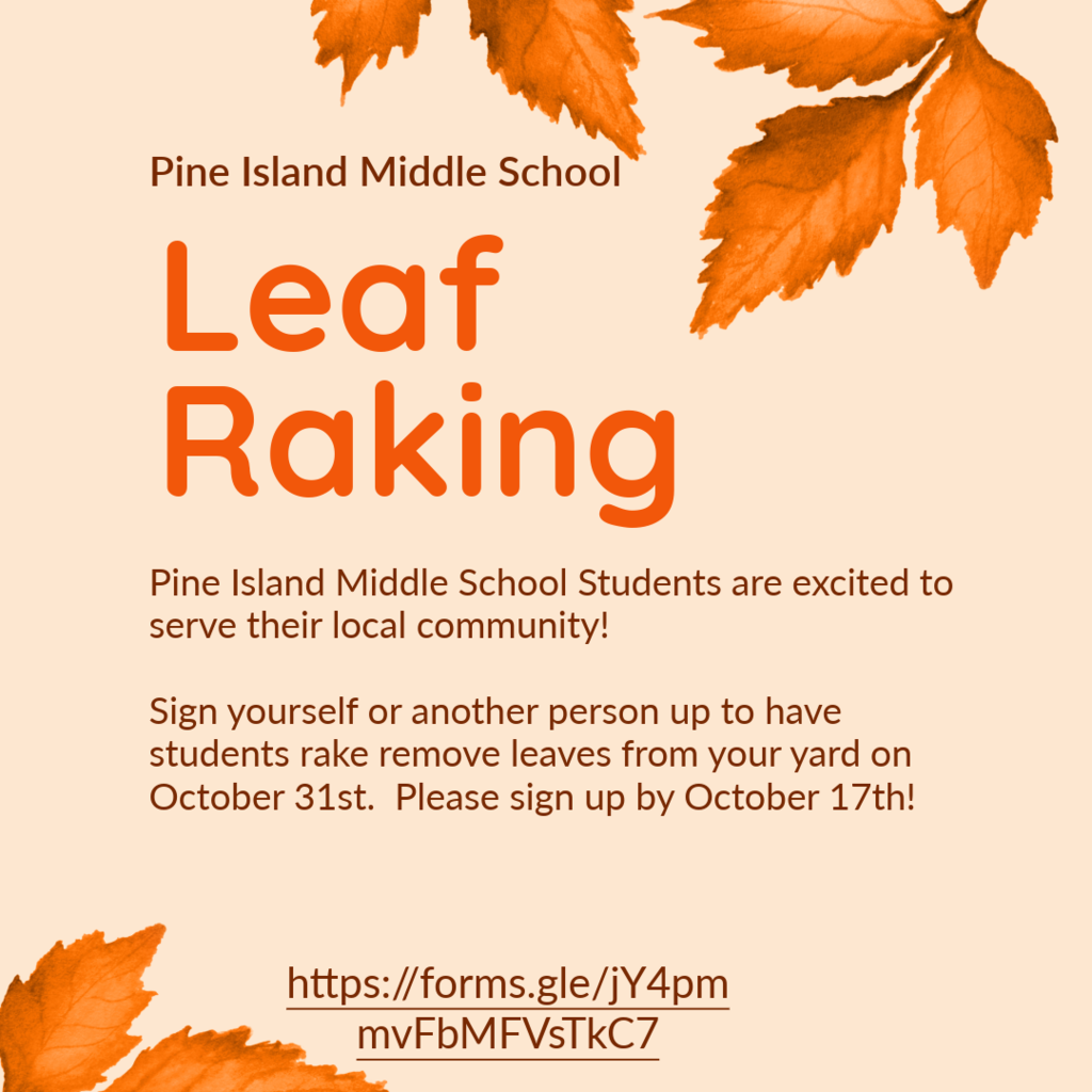 Pine Island Middle School Leaf Raking