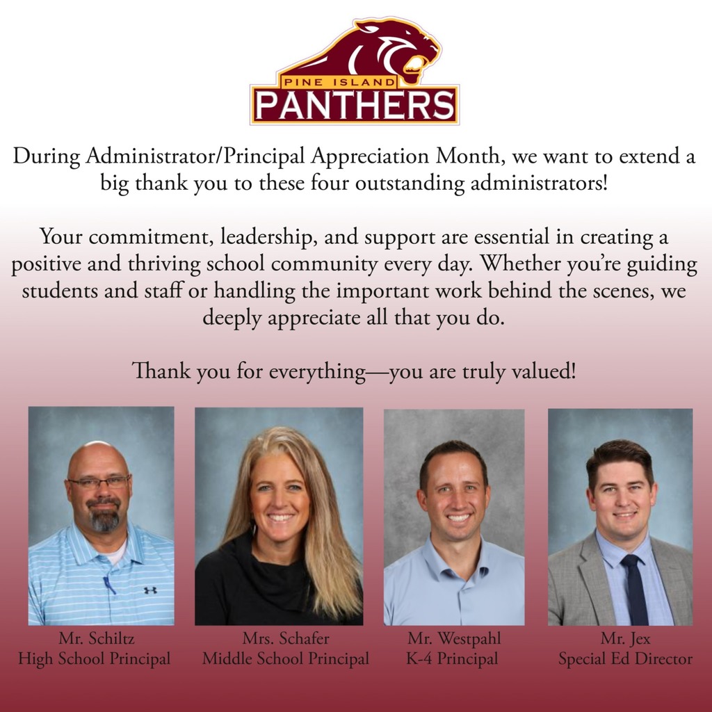 pictures of 4 administrators with thank you note