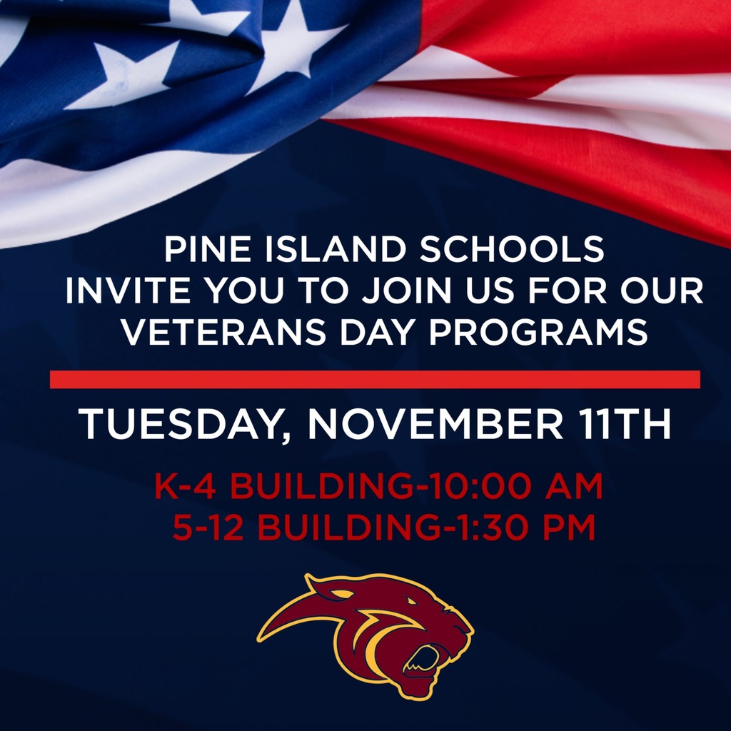 flyer inviting public to veterans day program 10am at K4, 1:30 pm at 5-12 building
