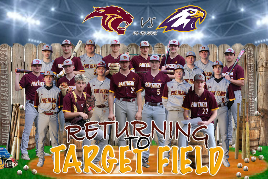 Today the Pine Island Baseball team returns to Target Field to take on the Lourdes Eagles. 