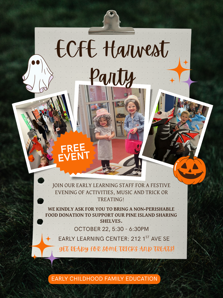 Early Child Family Event - Harvest Party. On October 22nd at 5:30 PM.