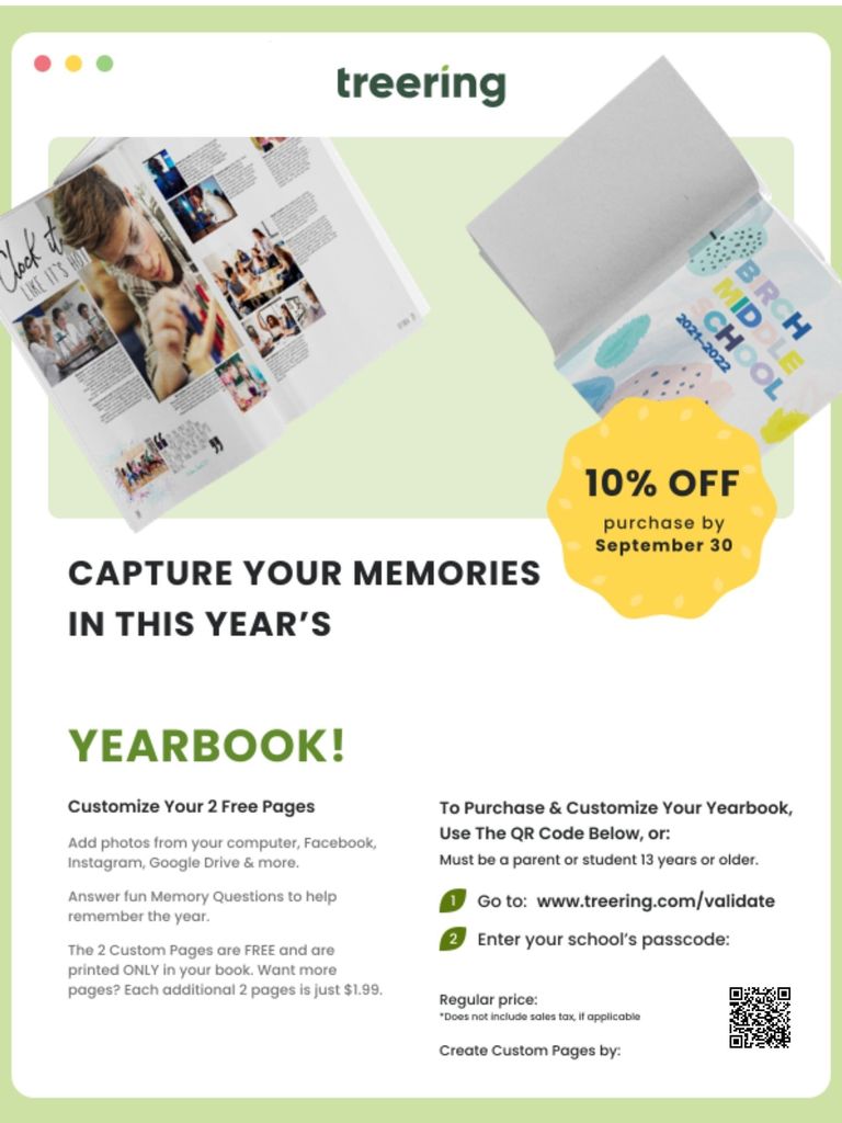 Yearbooks 10% off during August and September