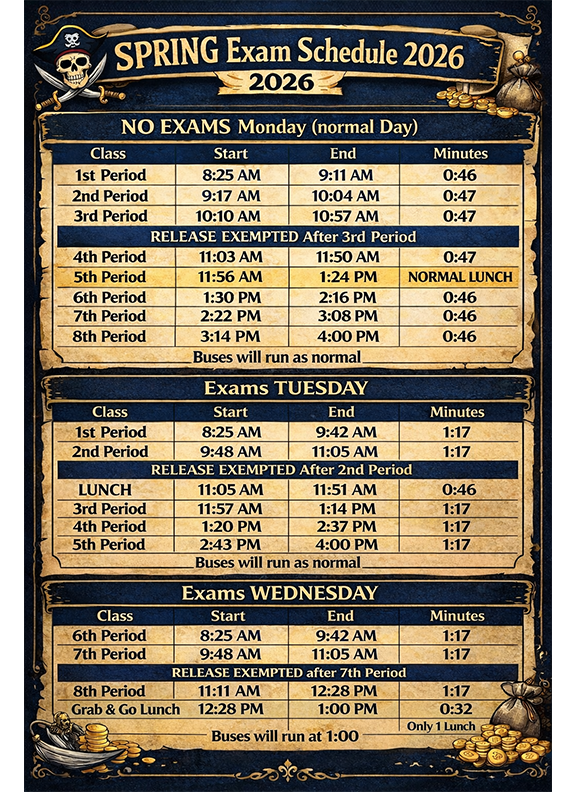 Exam week schedule