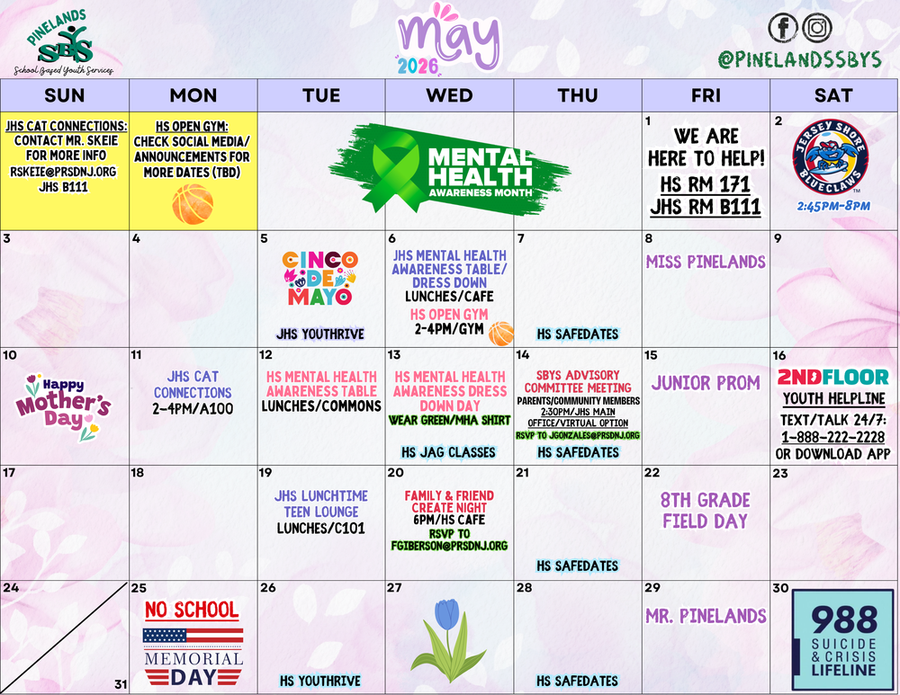 SBYS May Calendar