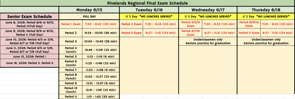 Final Exam Schedule