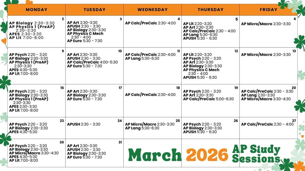 25/26 AP Study Sessions March