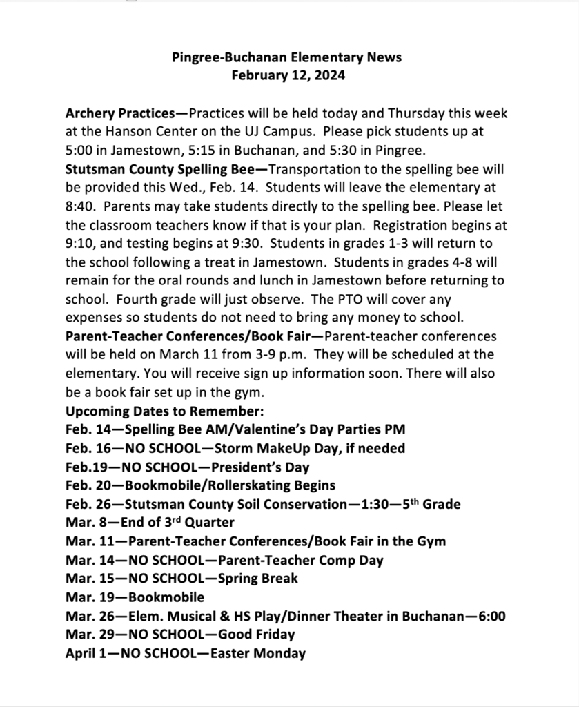 Elem. Newsletter 2/12