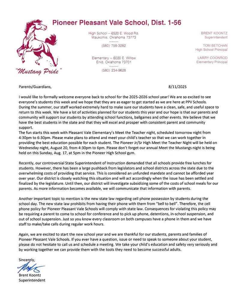 welcome letter
