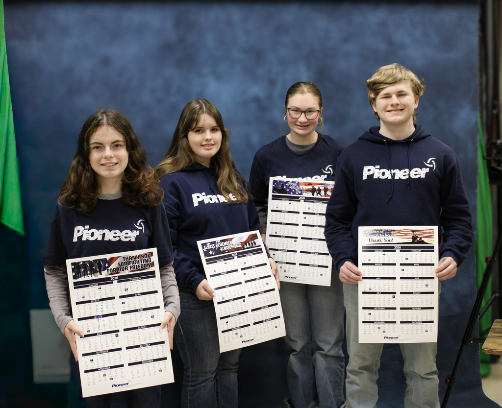 Media Juniors with their Veterans calendars.