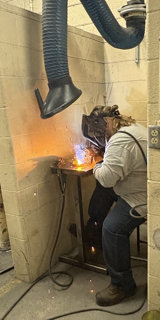 A student welding