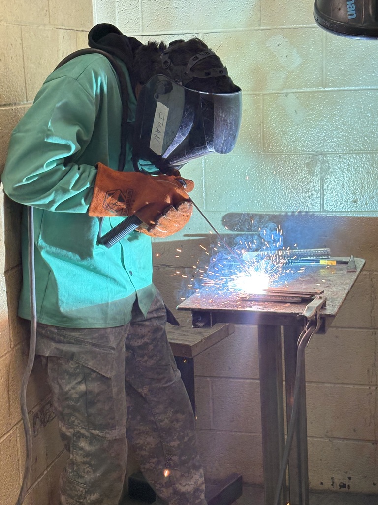 A student welding