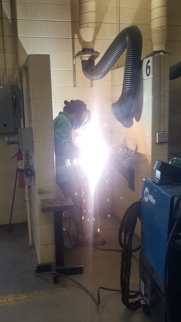 A student welding