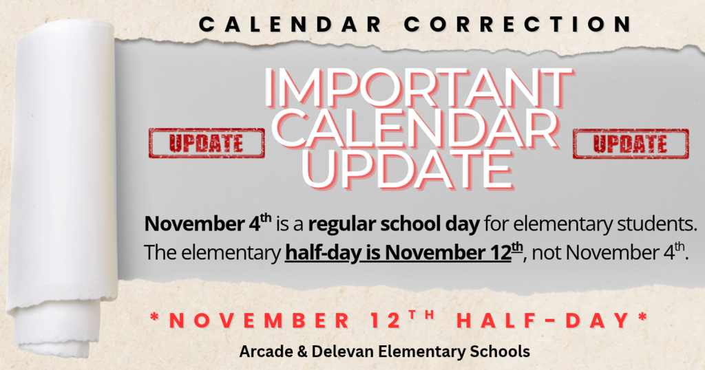 Important Calendar Update