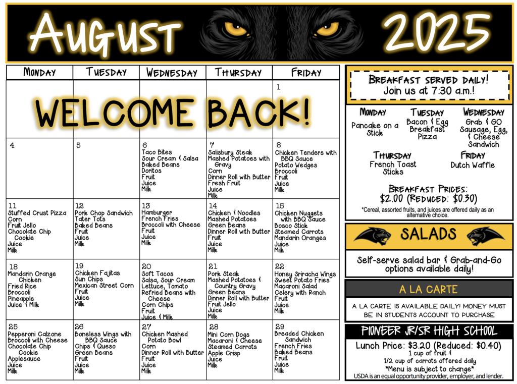 Aug. menu