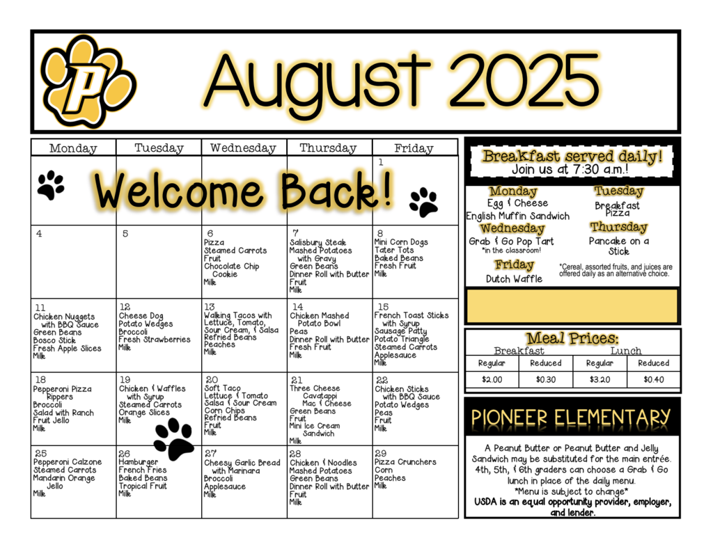 August menu
