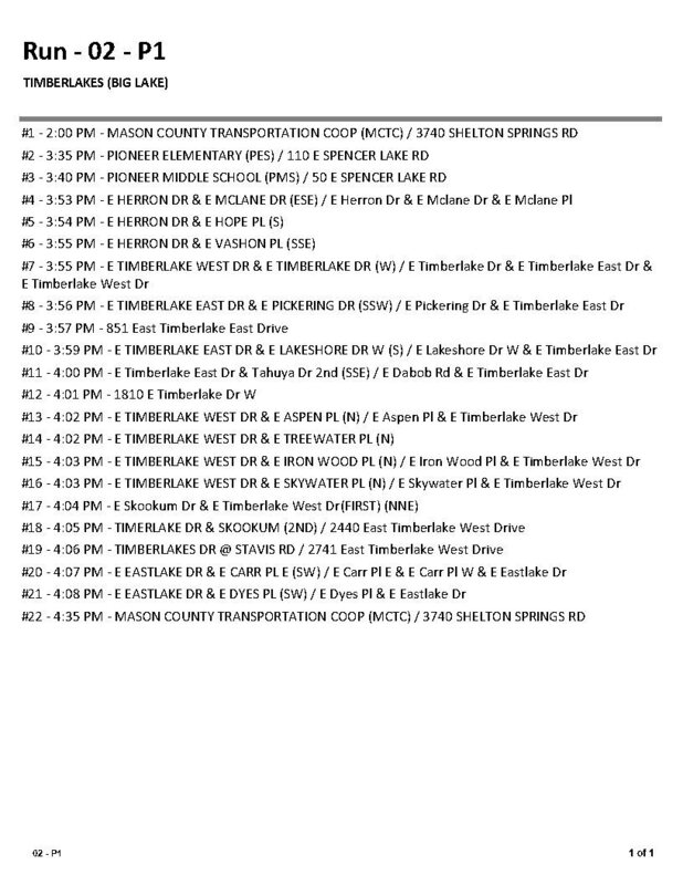 bus route two temporary time changes
