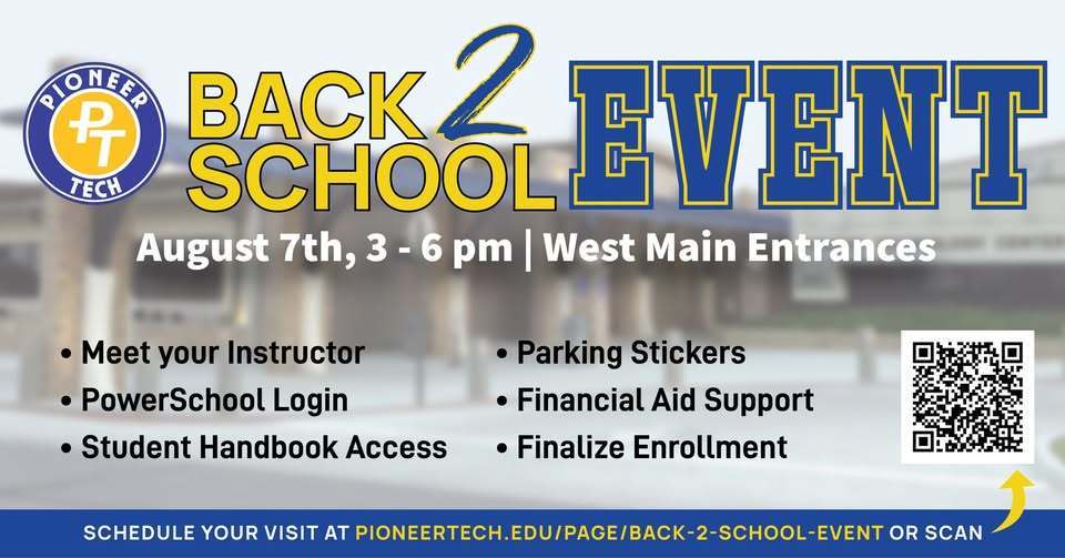 Pioneer Tech Back2School Event graphic