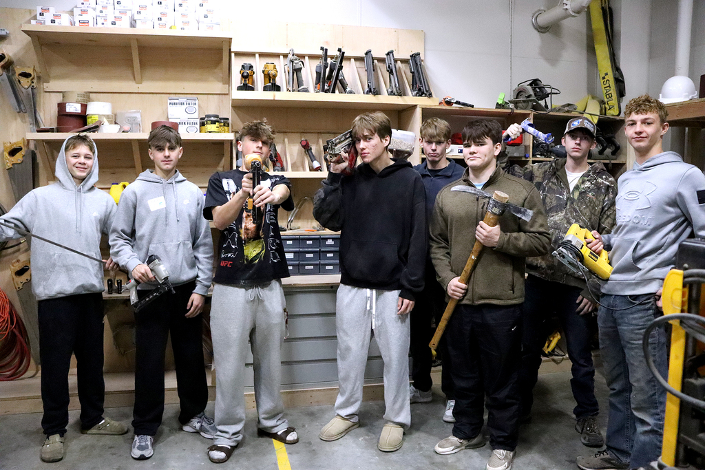 Pioneer Tech Sophomore Students in the tool room of the Construction Program 
