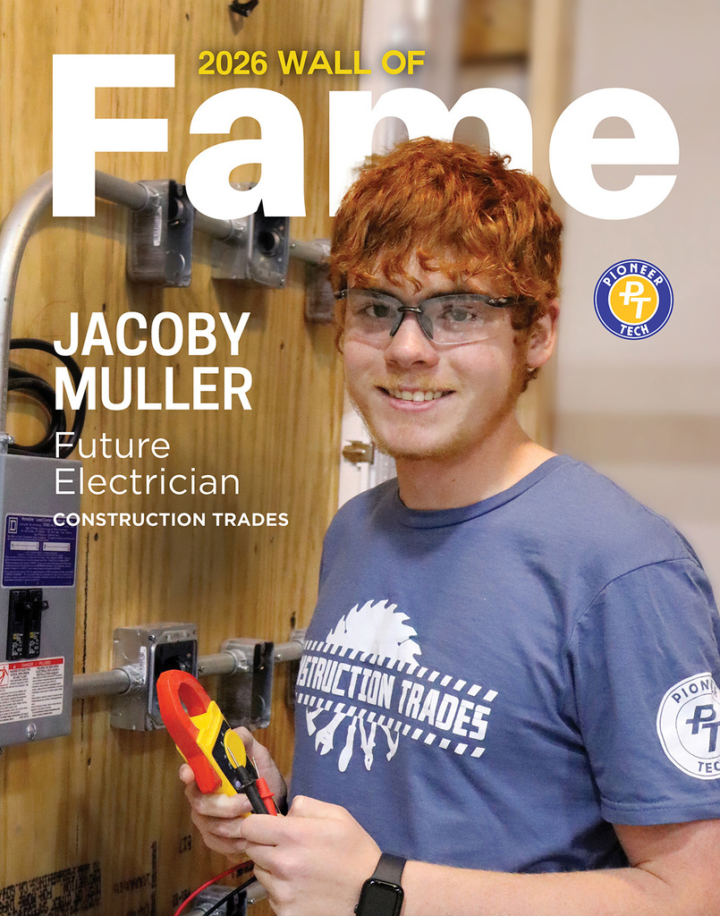 Student working in construction area
