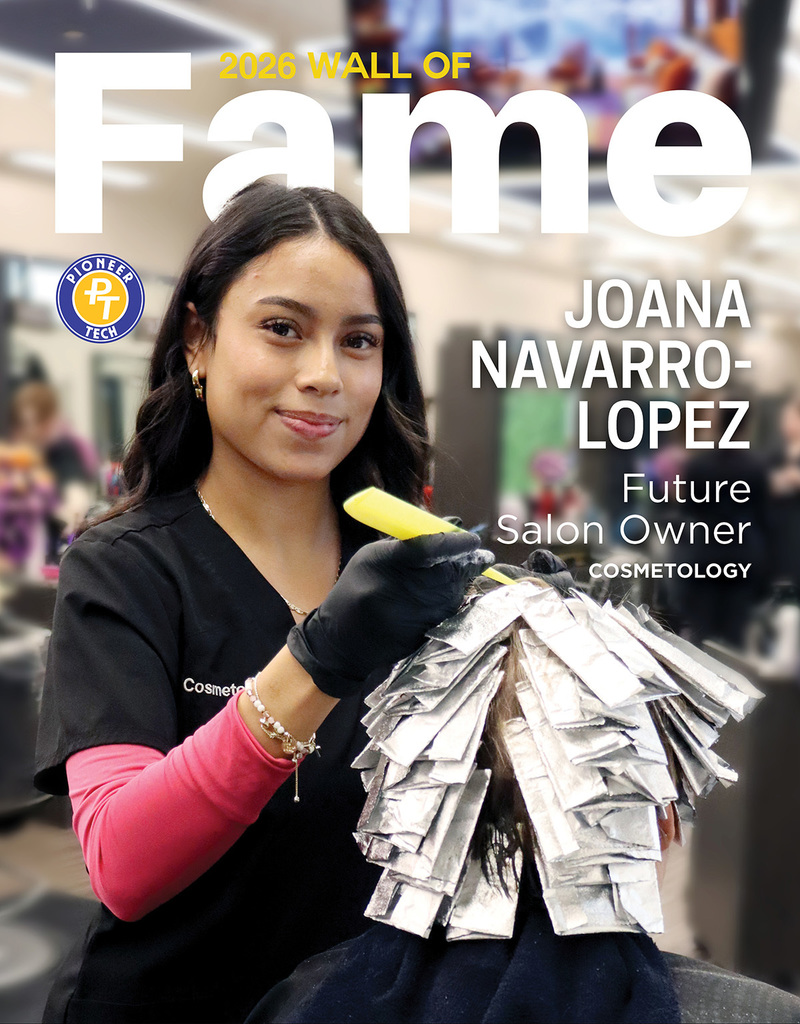 Young female student doing foils in a cosmetology class
