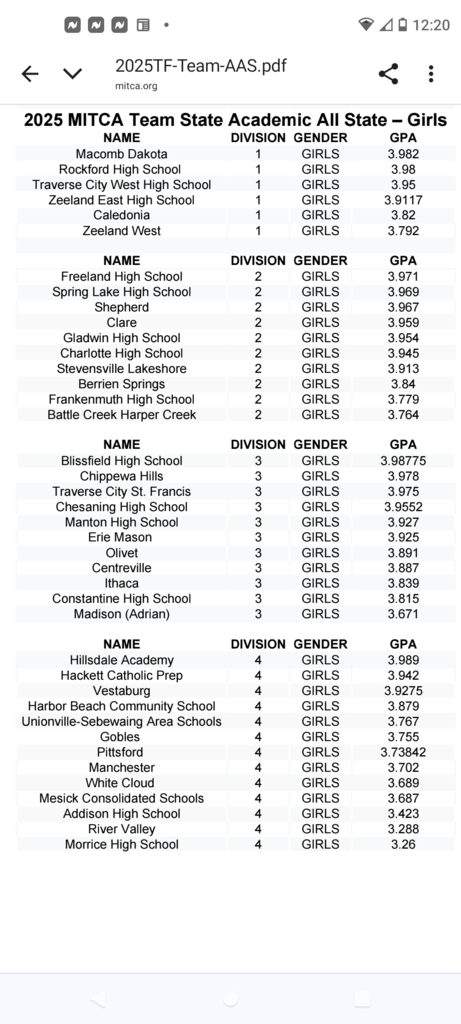 Academic All State Track