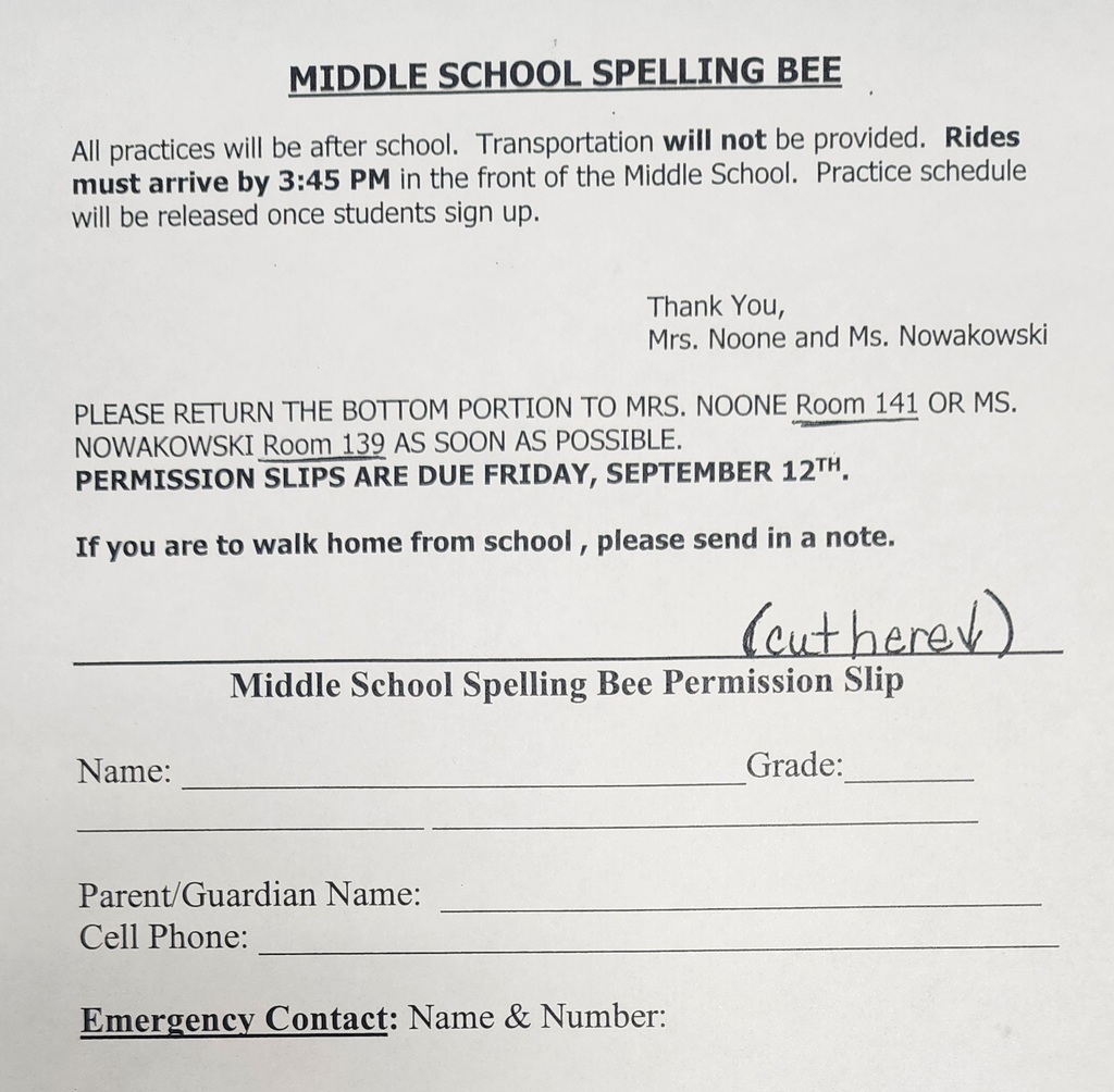 Spelling Bee Permission Form