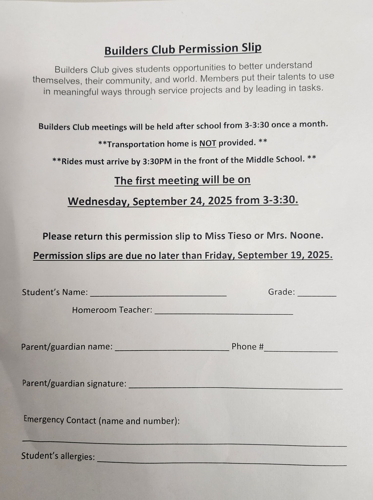 Builders Club permission form